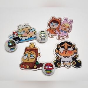 Acrylic Flatback Cry Baby Pop Mart Beads  Badge Clip Keychain 7‎ Pc